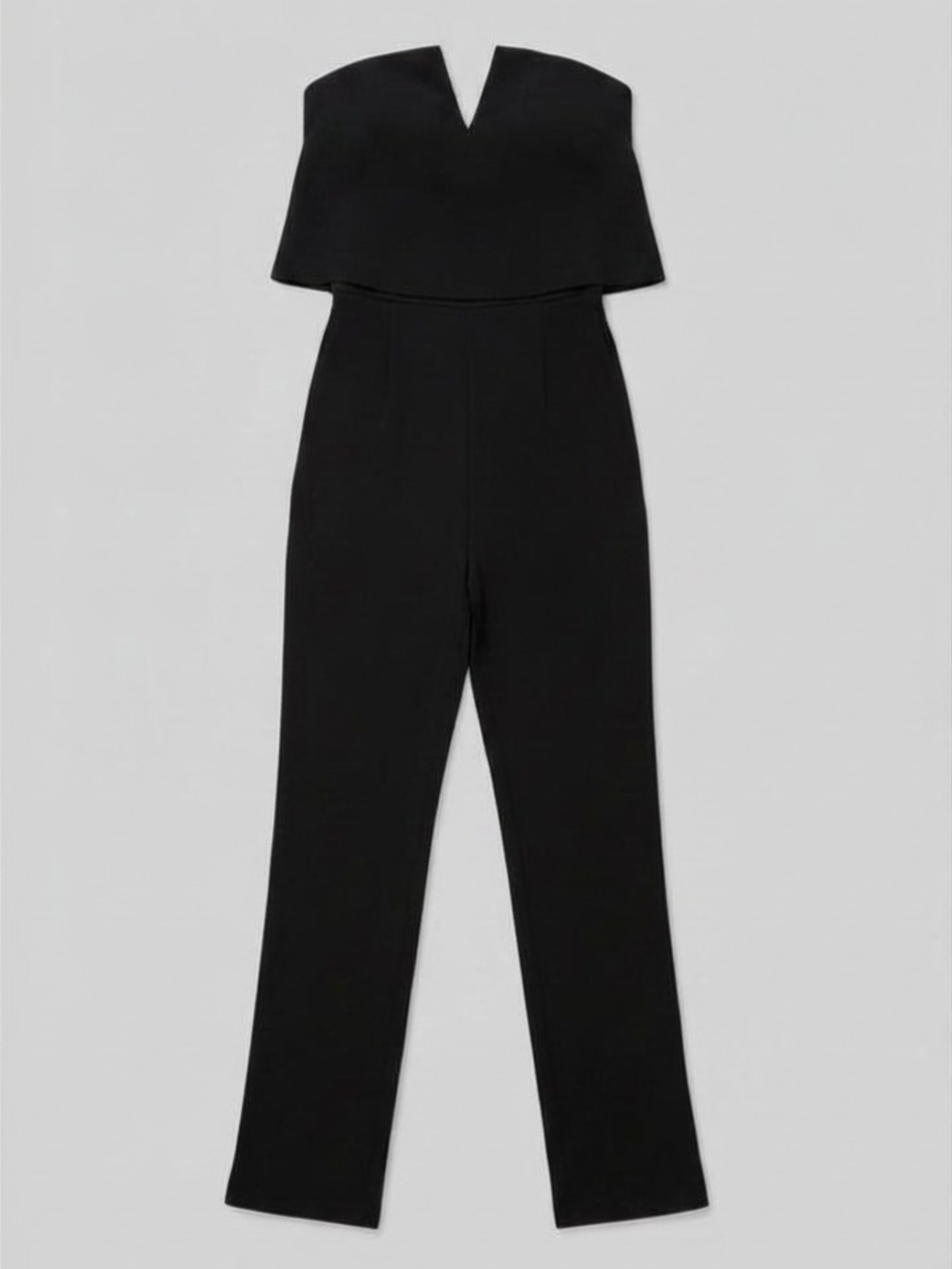 Justify Brand, GUC, Black Strapless Jumpsuit w/V-Notch Overlay, Size Med